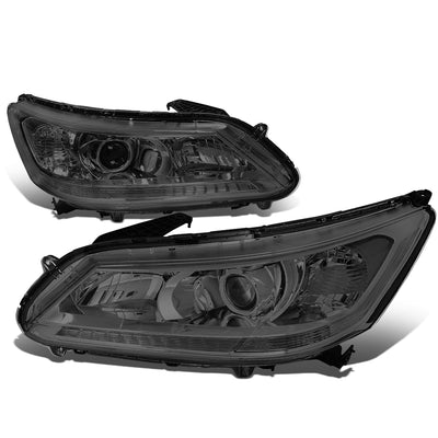 D-Motoring - Headlights - Smoked Lens - Clear Corner - Projector - Plug-n-Play - Pair - 13-15 Honda Accord 4-Door Sedan - 1