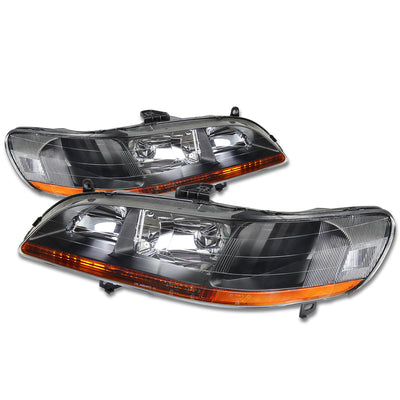 D-Motoring - Headlights - Black Housing - Amber Corner - Plug-n-Play - Pair - 98-02 Honda Accord - 1