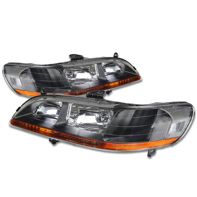 D-Motoring - Headlights - Black Housing - Amber Corner - Plug-n-Play - Pair - 98-02 Honda Accord - 1