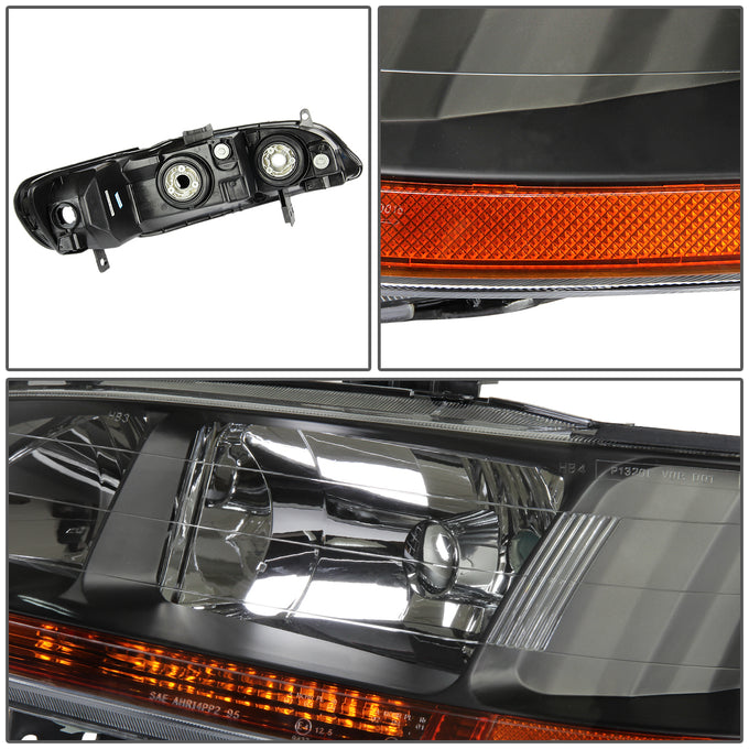 D-Motoring - Headlights - Black Housing - Amber Corner - Plug-n-Play - Pair - 98-02 Honda Accord - 2