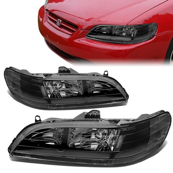 98-02 Honda Accord Headlights - Black Housing - Plug-n-Play - Pair