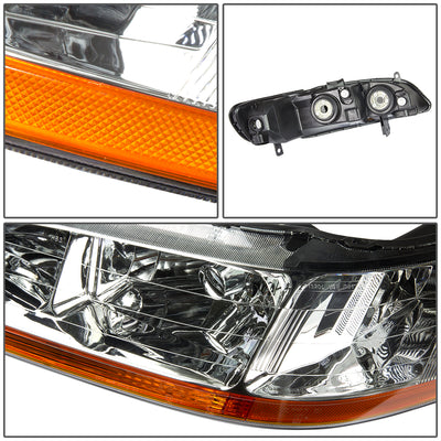D-Motoring - Headlights - Chrome Housing - Amber Corner - Plug-n-Play - Pair - 98-02 Honda Accord - 2