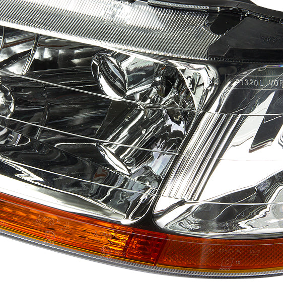 D-Motoring - Headlights - Chrome Housing - Amber Corner - Plug-n-Play - Pair - 98-02 Honda Accord - 5