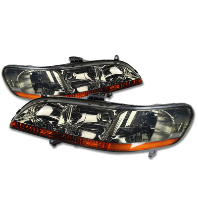 D-Motoring - Headlights - Smoked Lens - Amber Corner - Plug-n-Play - Pair - 98-02 Honda Accord - 1