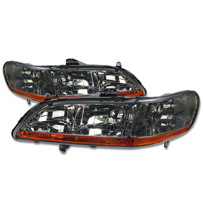 D-Motoring - Headlights - Smoked Lens - Amber Corner - Plug-n-Play - Pair - 98-02 Honda Accord - 3