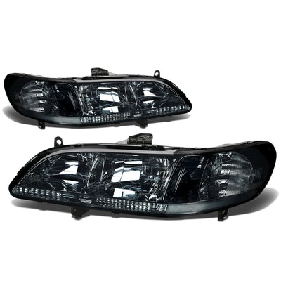 D-Motoring - Headlights - Smoked Lens - Clear Corner - Plug-n-Play - Pair - 98-02 Honda Accord - 4