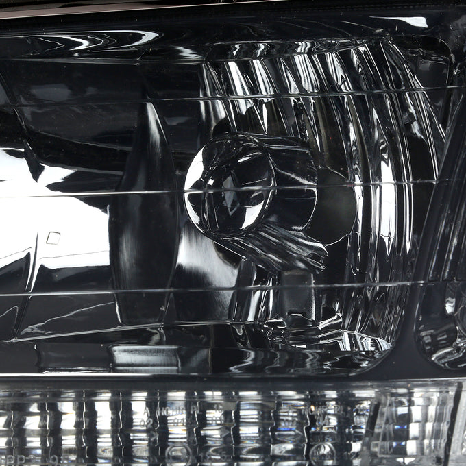 D-Motoring - Headlights - Smoked Lens - Clear Corner - Plug-n-Play - Pair - 98-02 Honda Accord - 2
