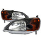 D-Motoring - Headlights - Black Housing - Amber Corner - Plug-n-Play - Pair - 01-03 Honda Civic - 3