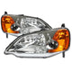 D-Motoring - Headlights - Chrome Housing - Amber Corner - Plug-n-Play - Pair - 01-03 Honda Civic - 3