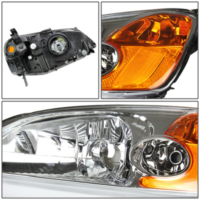 D-Motoring - Headlights - Chrome Housing - Amber Corner - Plug-n-Play - Pair - 01-03 Honda Civic - 4