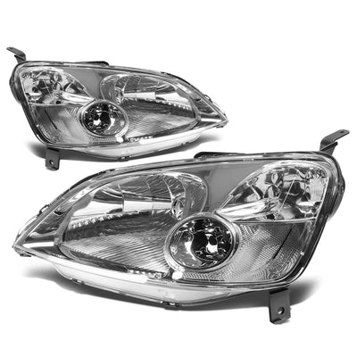 D-Motoring - Headlights - Chrome Housing - Plug-n-Play - Pair - 01-03 Honda Civic - 1