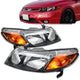 06-11 Honda Civic Headlights - Black Housing - Amber Corner - Plug-n-Play - Pair