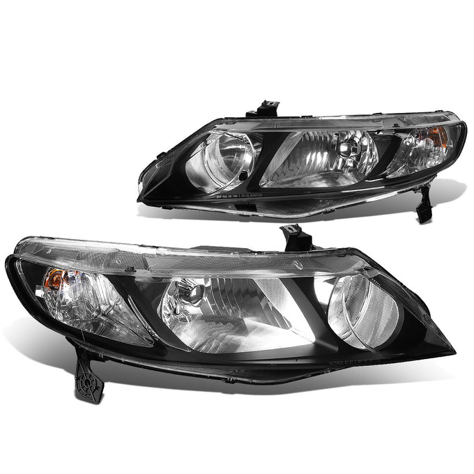 D-Motoring - Headlights - Black Housing - Plug-n-Play - Pair - 06-11 Honda Civic Sedan 4-Door - 1