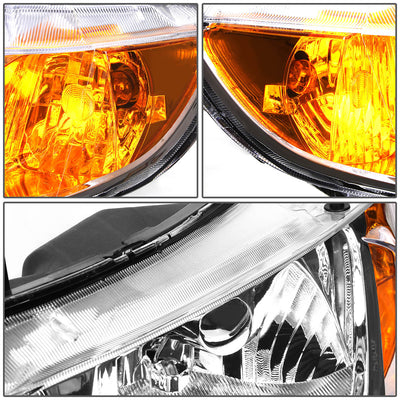 D-Motoring - Headlights - Chrome Housing - Amber Corner - Plug-n-Play - Pair - 06-11 Honda Civic Sedan 4-Door - 3
