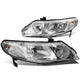 D-Motoring - Headlights - Chrome Housing - Plug-n-Play - Pair - 06-11 Honda Civic Sedan 4-Door - 1