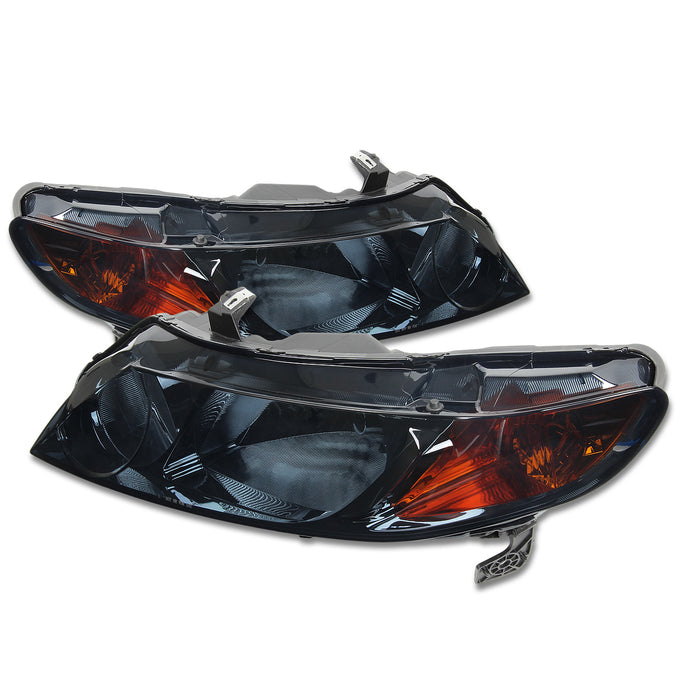 D-Motoring - Headlights - Smoked Lens - Amber Corner - Plug-n-Play - Pair - 06-11 Honda Civic Sedan 4-Door - 1