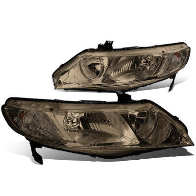 D-Motoring - Headlights - Smoked Lens - Clear Corner - Plug-n-Play - Pair - 06-11 Honda Civic Sedan 4-Door - 1