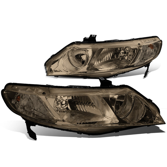 D-Motoring - Headlights - Smoked Lens - Clear Corner - Plug-n-Play - Pair - 06-11 Honda Civic Sedan 4-Door - 1