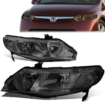 06-11 Honda Civic Headlights - Smoked Housing - Plug-n-Play - Pair