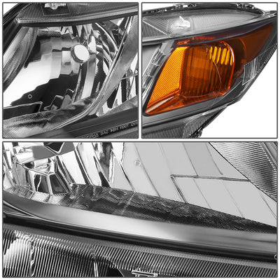 D-Motoring - Headlights - Black Housing - Clear Lens - Amber Corner - Plug-n-Play - Pair - 12-15 Honda Civic - 4
