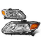 D-Motoring - Headlights - Chrome Housing - Clear Lens - Amber Corner - Plug-n-Play - Pair - 12-15 Honda Civic - 1