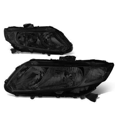 D-Motoring - Headlights - Smoked Lens - Clear Corner - Plug-n-Play - Pair - 12-15 Honda Civic - 1