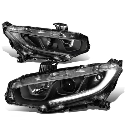 D-Motoring - 16-18 Honda Civic Headlights - Clear Lens - Projector - Plug-n-Play - Pair - 1