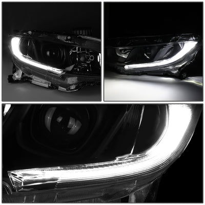 D-Motoring - 16-18 Honda Civic Headlights - Clear Lens - Projector - Plug-n-Play - Pair - 3