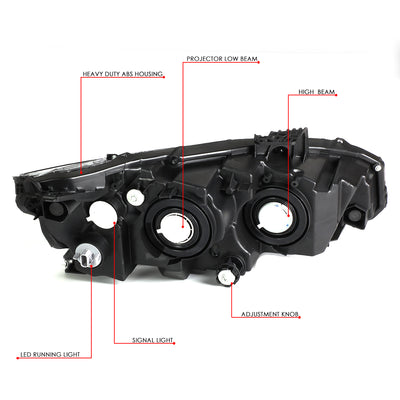 D-Motoring - 16-18 Honda Civic Headlights - Clear Lens - Projector - Plug-n-Play - Pair - 6