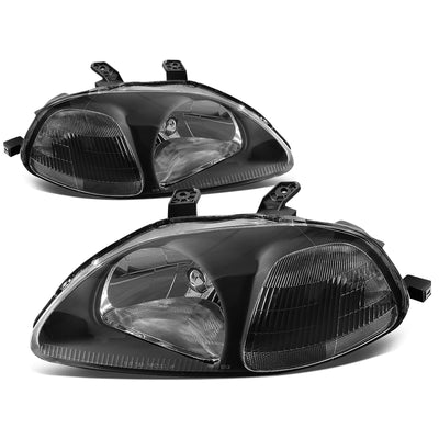 D-Motoring - Headlights - Black Housing - Plug-n-Play - Pair - 96-98 Honda Civic - 1