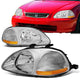 96-98 Honda Civic Headlights - Chrome Housing - Amber Corner - Plug-n-Play - Pair