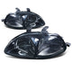 D-Motoring - Headlights - Smoked Lens - Clear Corner - Plug-n-Play - Pair - 96-98 Honda Civic - 1