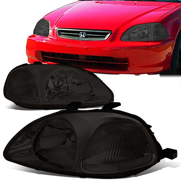 96-98 Honda Civic Headlights - Smoked Housing - Plug-n-Play - Pair