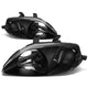 D-Motoring - Headlights - Black Housing - Plug-n-Play - Pair - 99-00 Honda Civic - 1