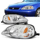 99-00 Honda Civic Headlights - Chrome Housing - Amber Corner - Plug-n-Play - Pair