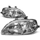 D-Motoring - Headlights - Chrome Housing - Plug-n-Play - Pair - 99-00 Honda Civic - 1