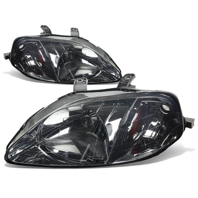 D-Motoring - Headlights - Smoked Lens - Amber Corner - Plug-n-Play - Pair - 99-00 Honda Civic - 1