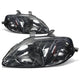 D-Motoring - Headlights - Smoked Lens - Amber Corner - Plug-n-Play - Pair - 99-00 Honda Civic - 1