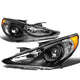 D-Motoring - Headlights - Black Housing - Clear Lens - Amber Corner - Projector - Plug-n-Play - Pair - 11-14 Hyundai Sonata - 1