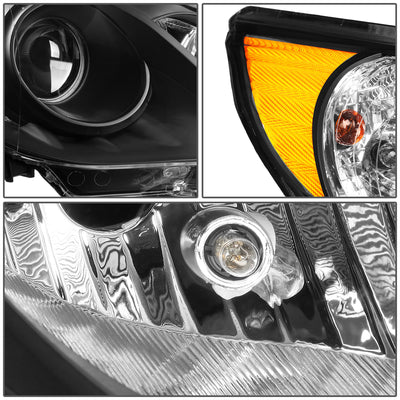D-Motoring - Headlights - Black Housing - Clear Lens - Amber Corner - Projector - Plug-n-Play - Pair - 11-14 Hyundai Sonata - 3