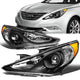 11-14 Hyundai Sonata Headlights - Black Housing - Clear Lens - Amber Corner - Projector - Plug-n-Play - Pair