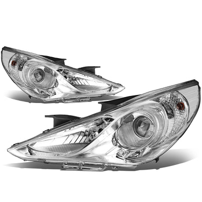 D-Motoring - Headlights - Chrome Housing - Clear Lens - Clear Corner - Projector - Plug-n-Play - Pair - 11-14 Hyundai Sonata - 1