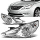 11-14 Hyundai Sonata Headlights - Chrome Housing - Clear Lens - Clear Corner - Projector - Plug-n-Play - Pair