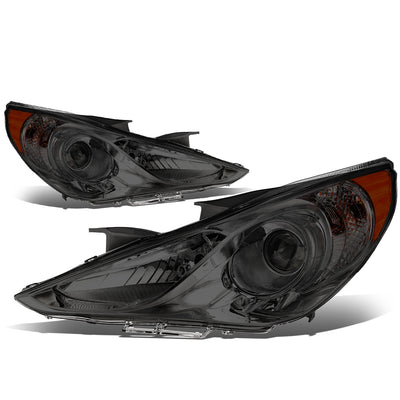 D-Motoring - Headlights - Smoked Lens - Amber Corner - Projector - Plug-n-Play - Pair - 11-14 Hyundai Sonata - 1