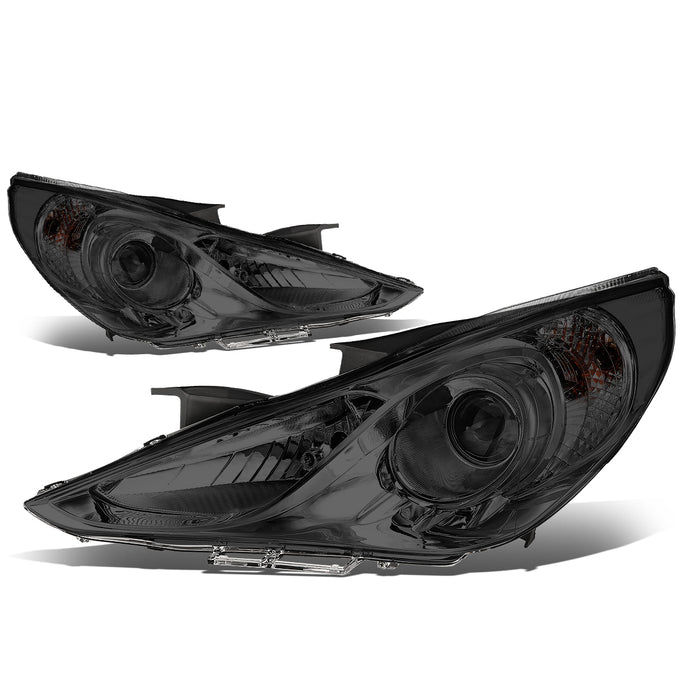 D-Motoring - Headlights - Smoked Lens - Clear Corner - Projector - Plug-n-Play - Pair - 11-14 Hyundai Sonata - 1