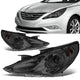 11-14 Hyundai Sonata Headlights - Smoked Housing - Smoked Lens - Clear Corner - Projector - Plug-n-Play - Pair