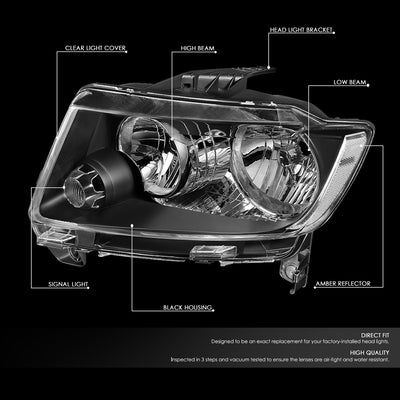 D-Motoring - 11-13 Jeep Grand Cherokee Headlights - Clear Lens - Clear Corner - Plug-n-Play - Pair - 2