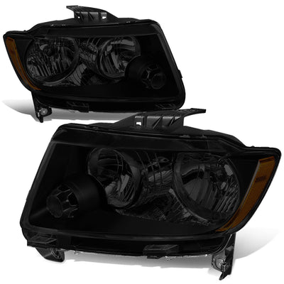 11-13 Jeep Grand Cherokee Headlights - Smoked Lens - Amber Corner - Plug-n-Play - Pair