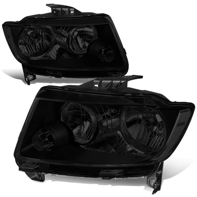 11-13 Jeep Grand Cherokee Headlights - Smoked Lens - Clear Corner - Plug-n-Play - Pair