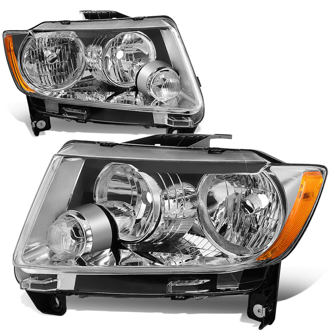 11-13 Jeep Grand Cherokee Headlights - Clear Lens - Amber Corner - Plug-n-Play - Pair